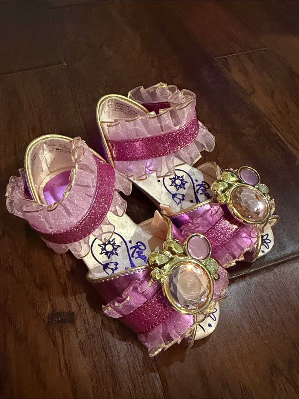 Disney Pink Glitter Jewel Princess Sandals with Gold Trim